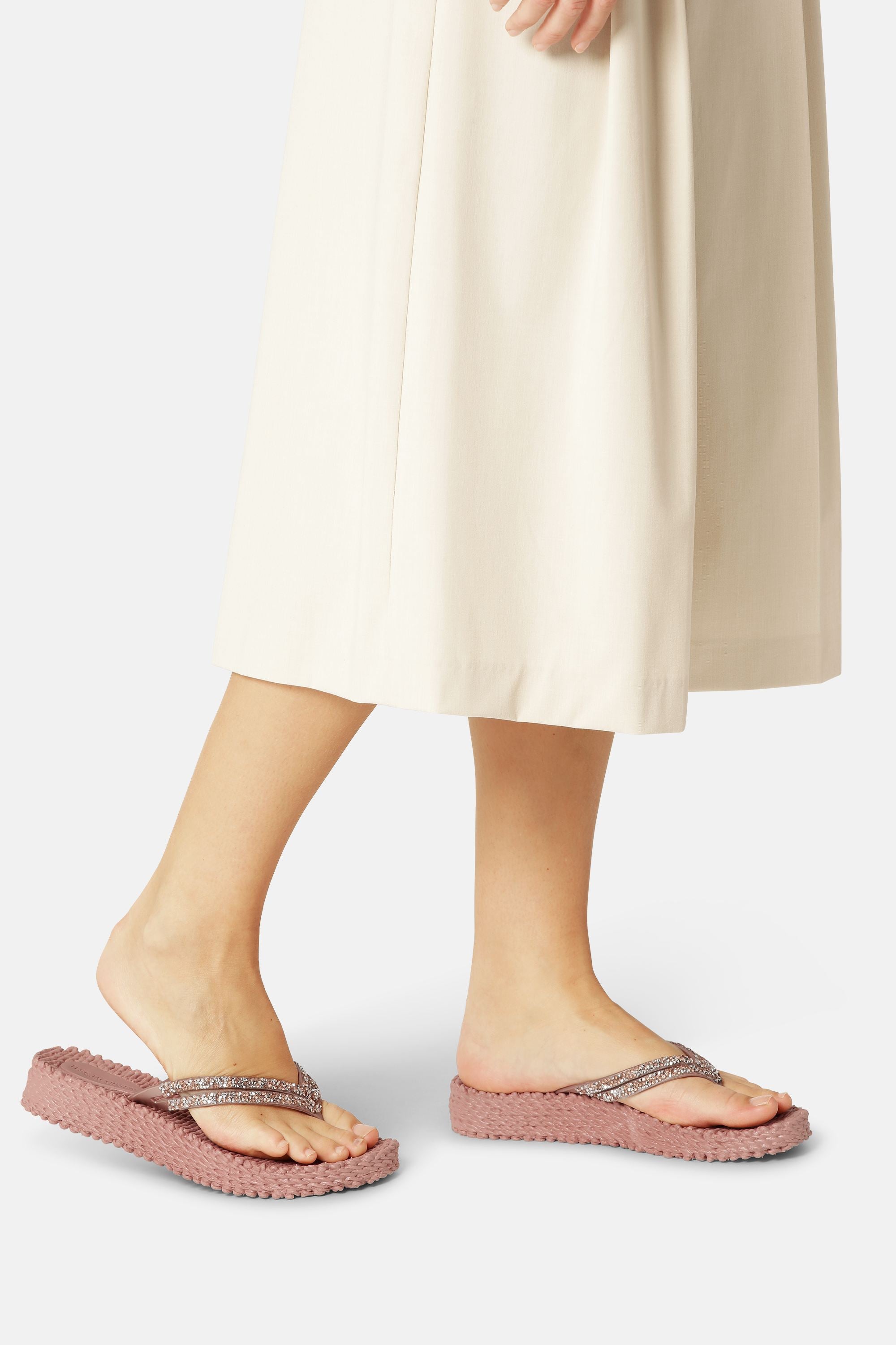 Plateau Flip-Flops Glitzersteine - Misty Rose